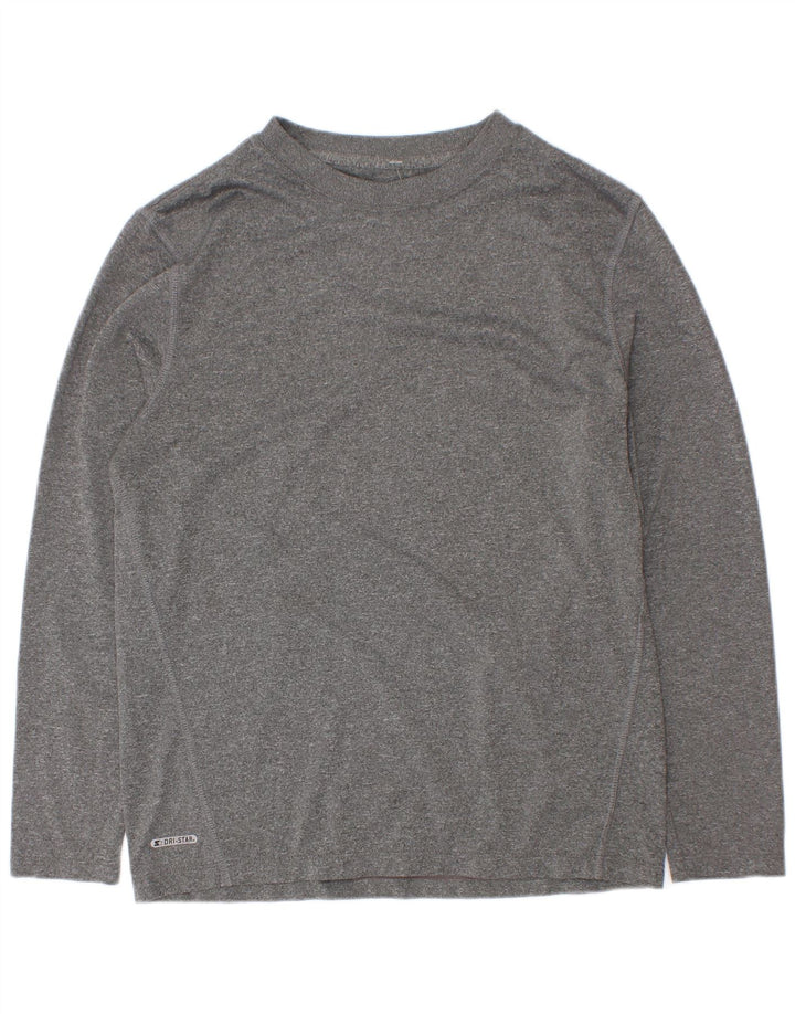 Starter-Oberteil für Jungen, langärmlig, 10–11 Jahre, Größe L, grau geflecktes Polyester