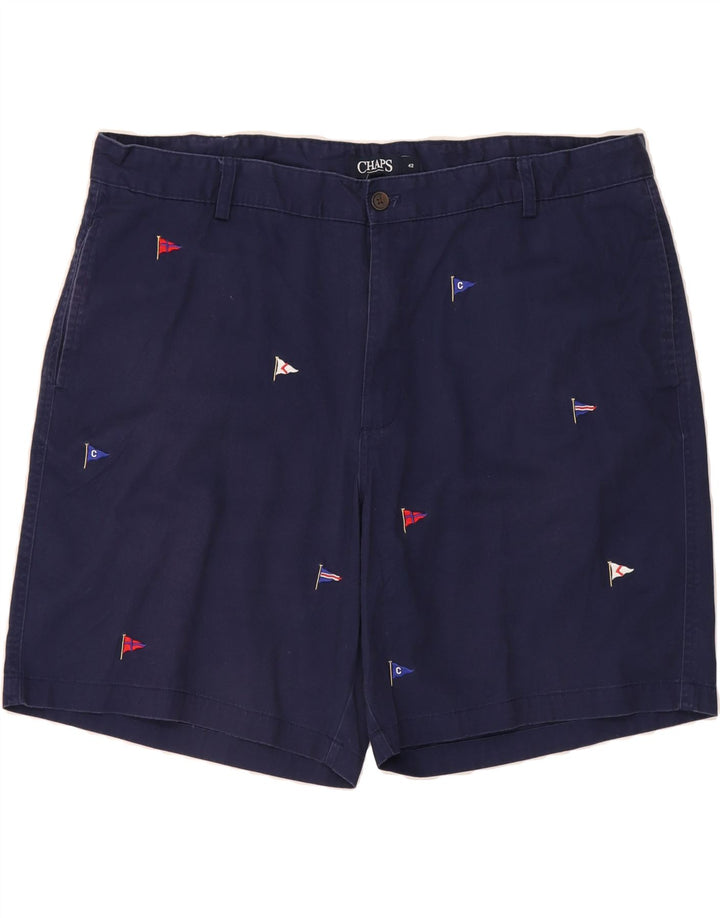 CHAPS Mens Abstract Pattern Chino Shorts W42 2XL Navy Blue Cotton Vintage Chaps and Second-Hand Chaps from Messina Hembry 