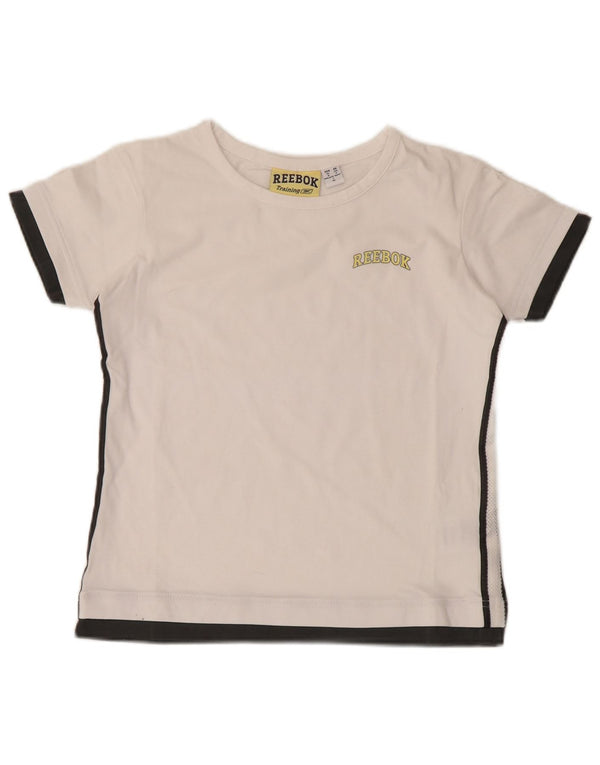 Reebok Trainings-T-Shirt für Jungen, 13–14 Jahre, XL, weiße Farbblock-Baumwolle