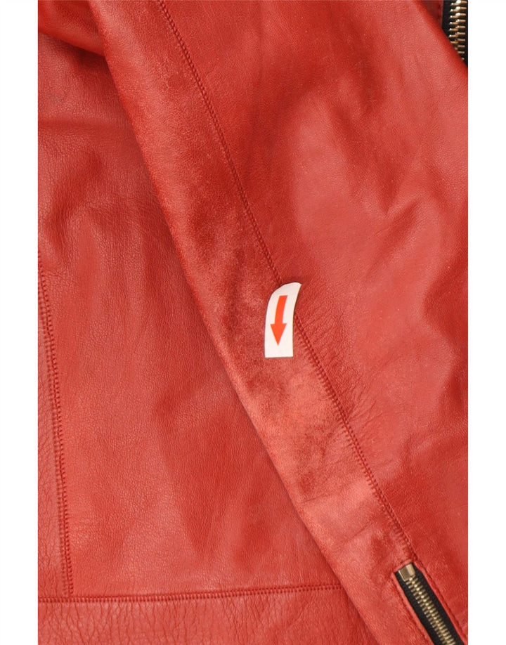 Massimo Dutti Herren-Leder-Bikerjacke, UK 36, kleines rotes Leder