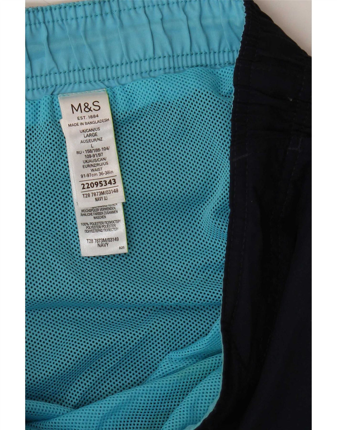 Marks & Spencer Herren-Badeshorts, groß, marineblau, Polyester