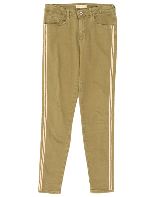 Zara Skinny-Freizeithose für Mädchen, 13–14 Jahre, W26, L27, Khaki gestreift