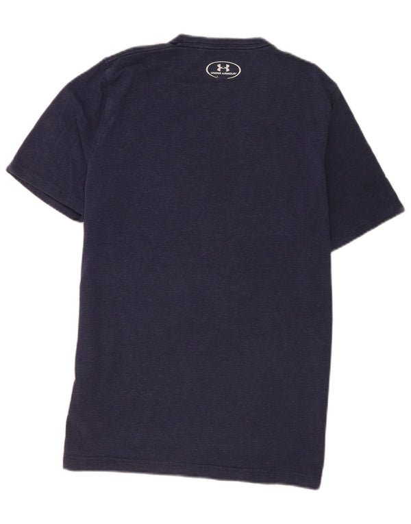 Under Armour Mens Heat Gear Graphic T-Shirt Top Small Navy Blue Cotton