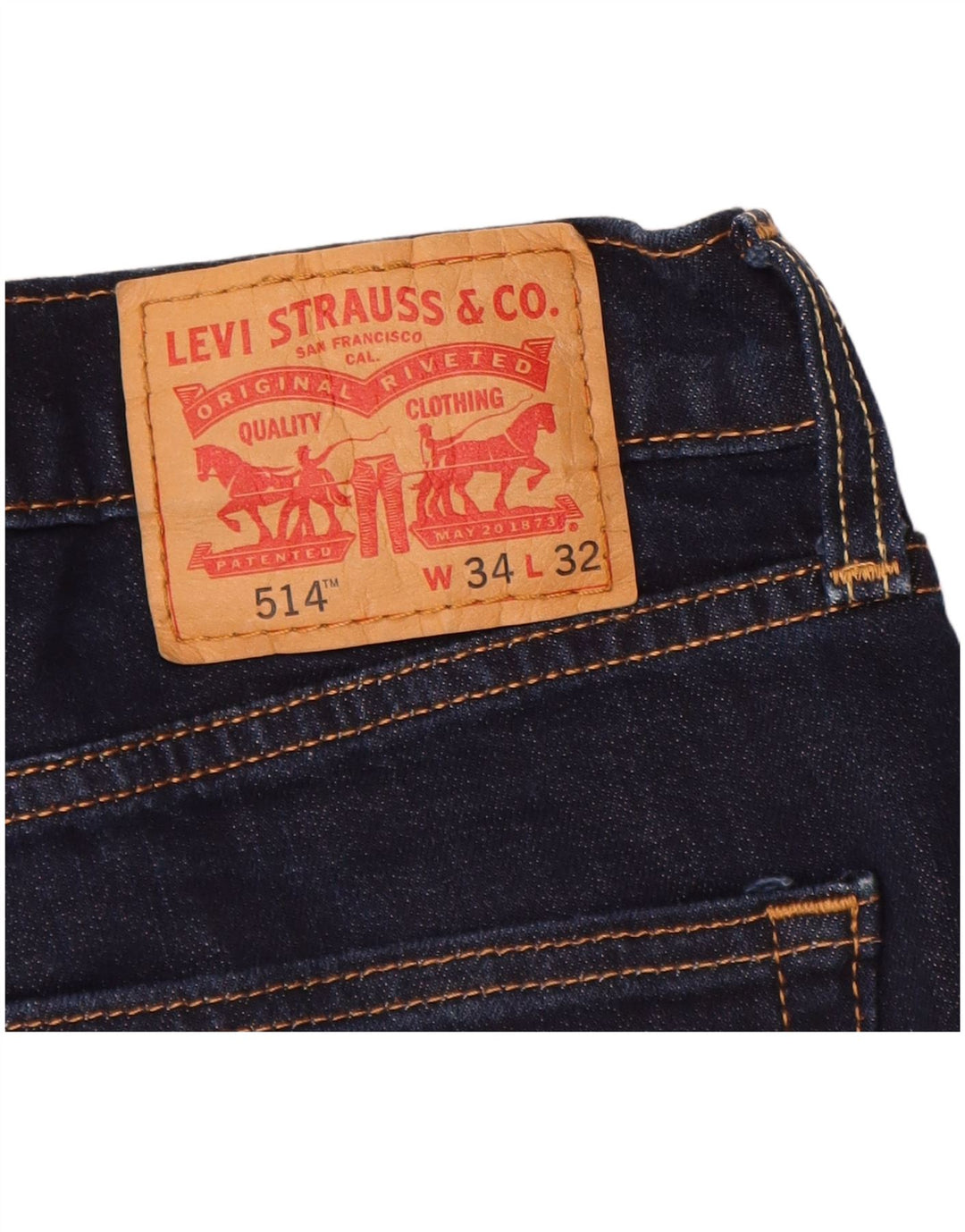 LEVI'S Herren 514 Straight Jeans W34 L32 Marineblaue Baumwolle