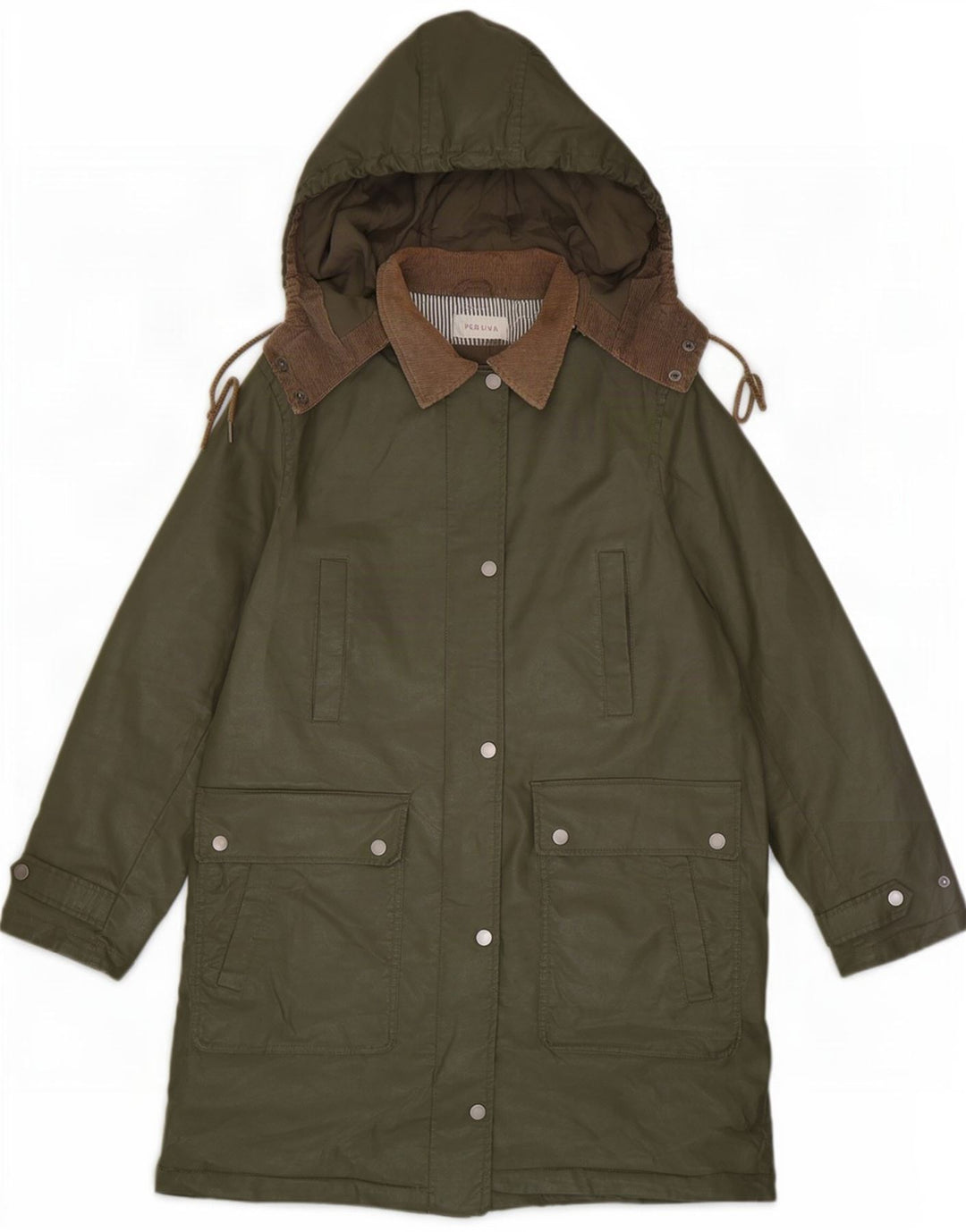 Marks & Spencer Damen-Jacke aus gewachster Baumwolle mit Kapuze, UK 12, mittleres Khaki