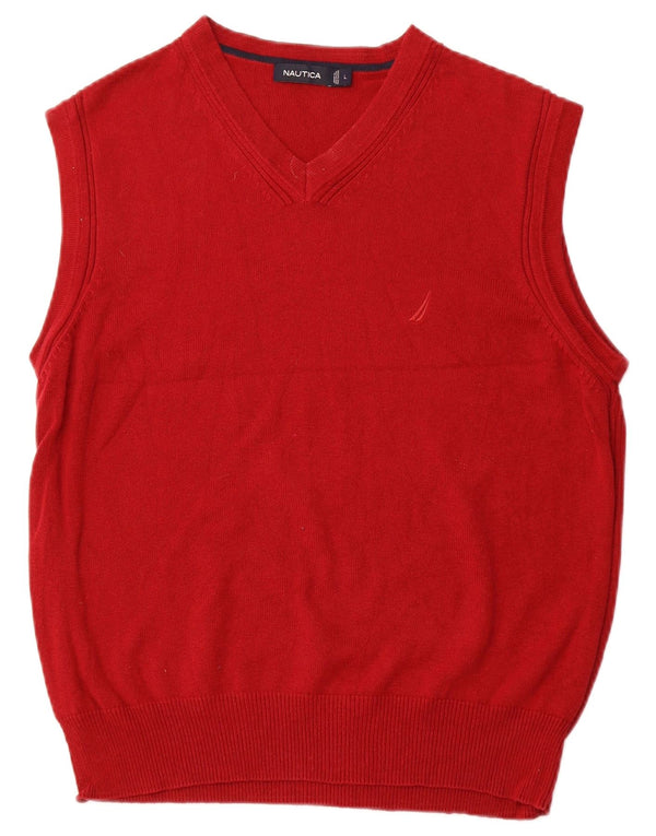 NAUTICA Damen Weste Tank Top UK 16 Große rote Baumwolle