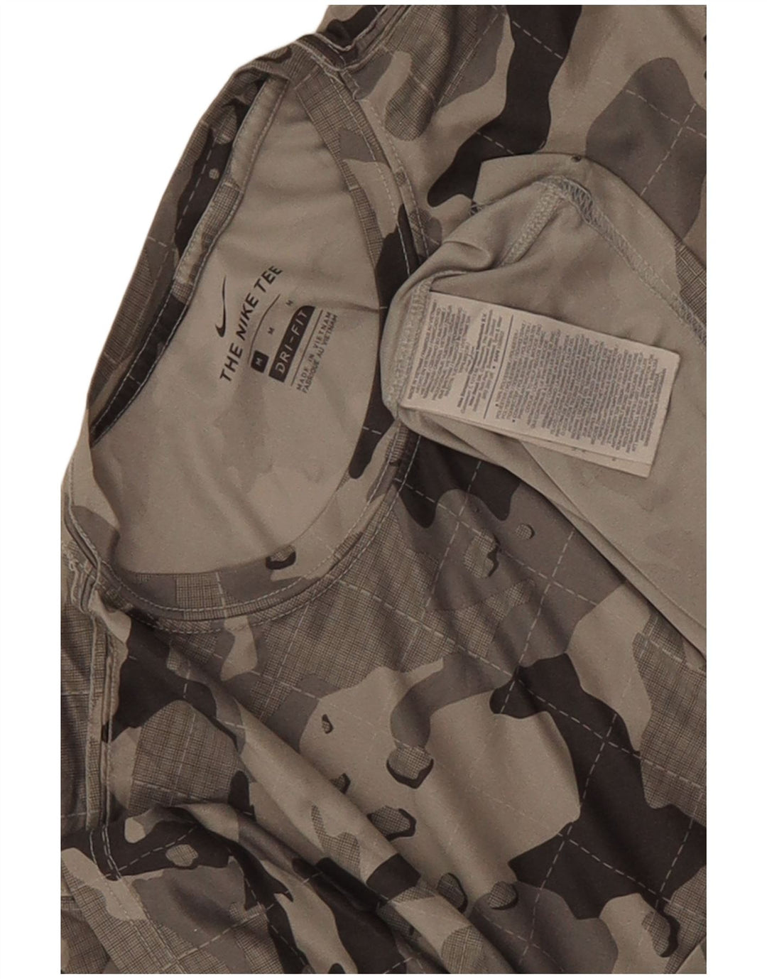 Nike Herren Dri Fit T-Shirt-Oberteil aus mittelgrauem Camouflage-Polyester