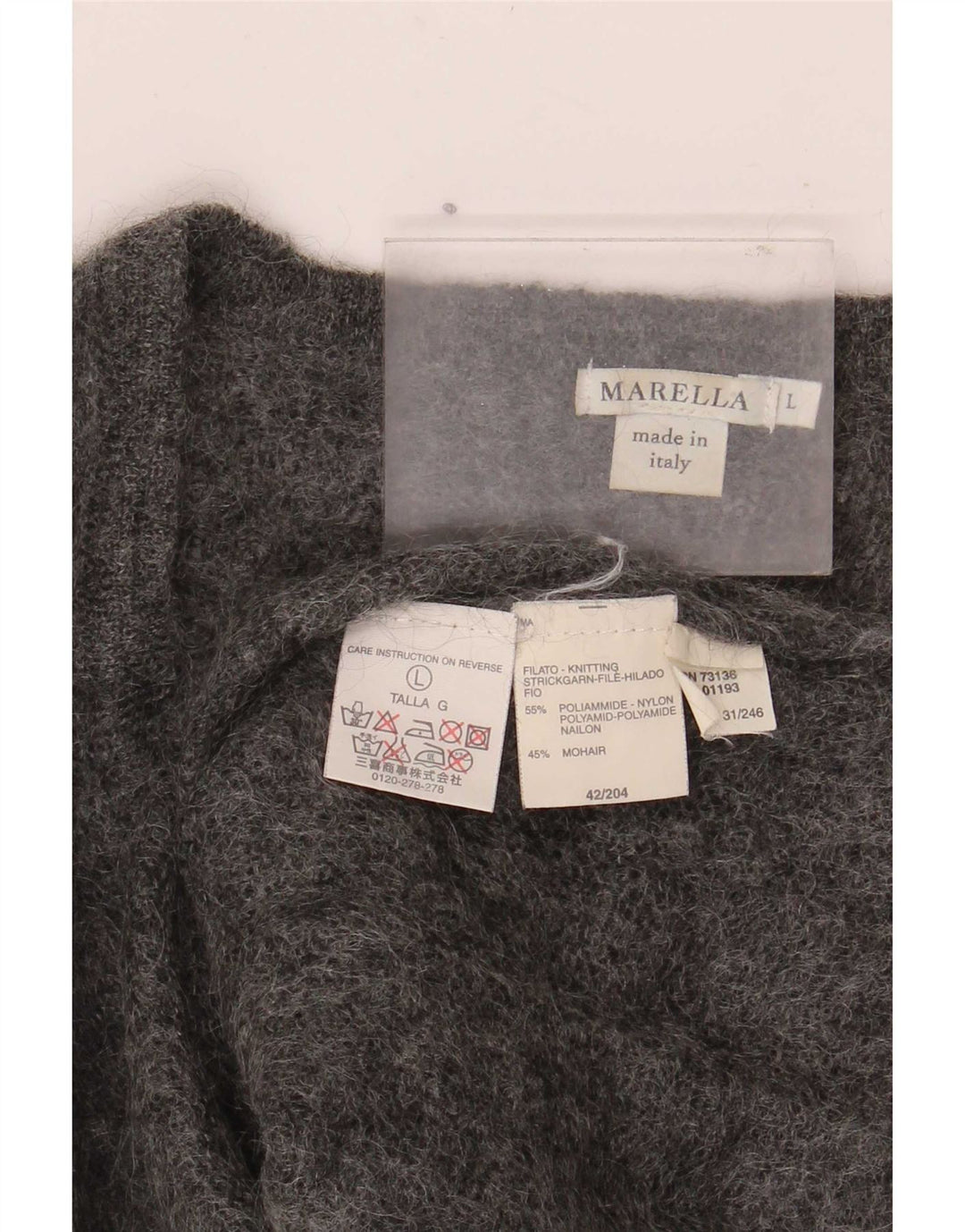 Marella Damen-Pullover mit V-Ausschnitt, UK 16, Größe L, Grau, Polyamid