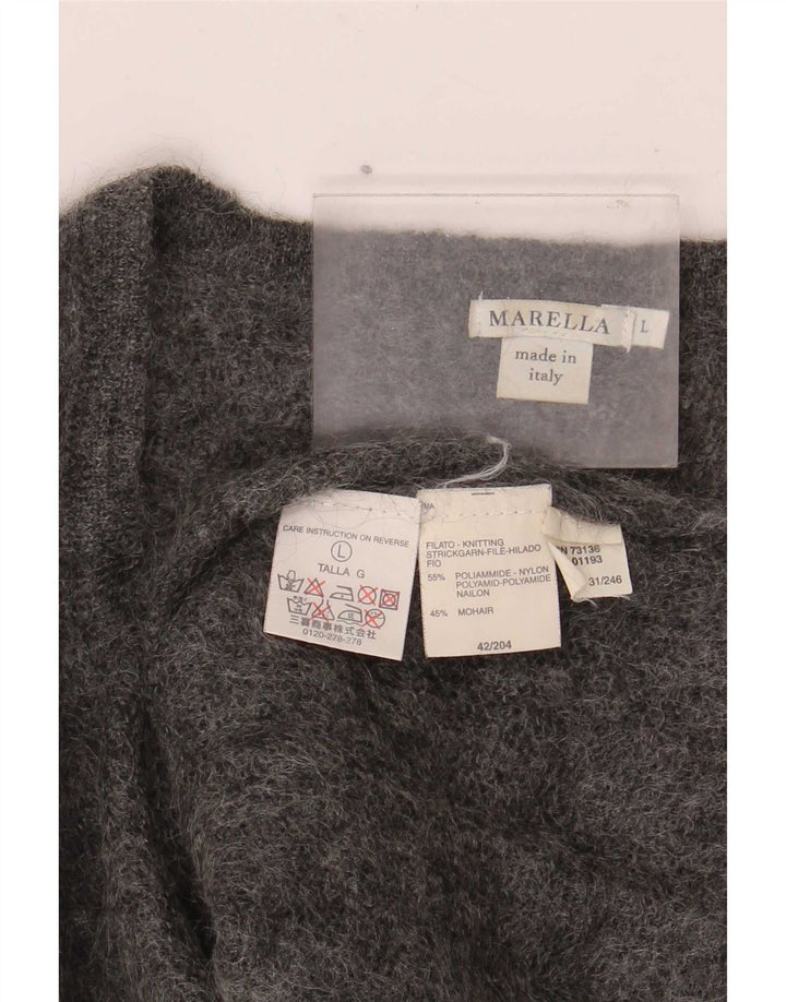 Marella Damen-Pullover mit V-Ausschnitt, UK 16, Größe L, Grau, Polyamid