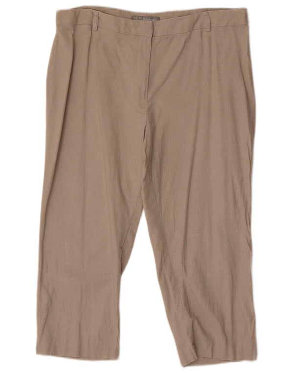 Marks & Spencer Damen Caprihose UK 14 Large W32 L19 Beige Leinen
