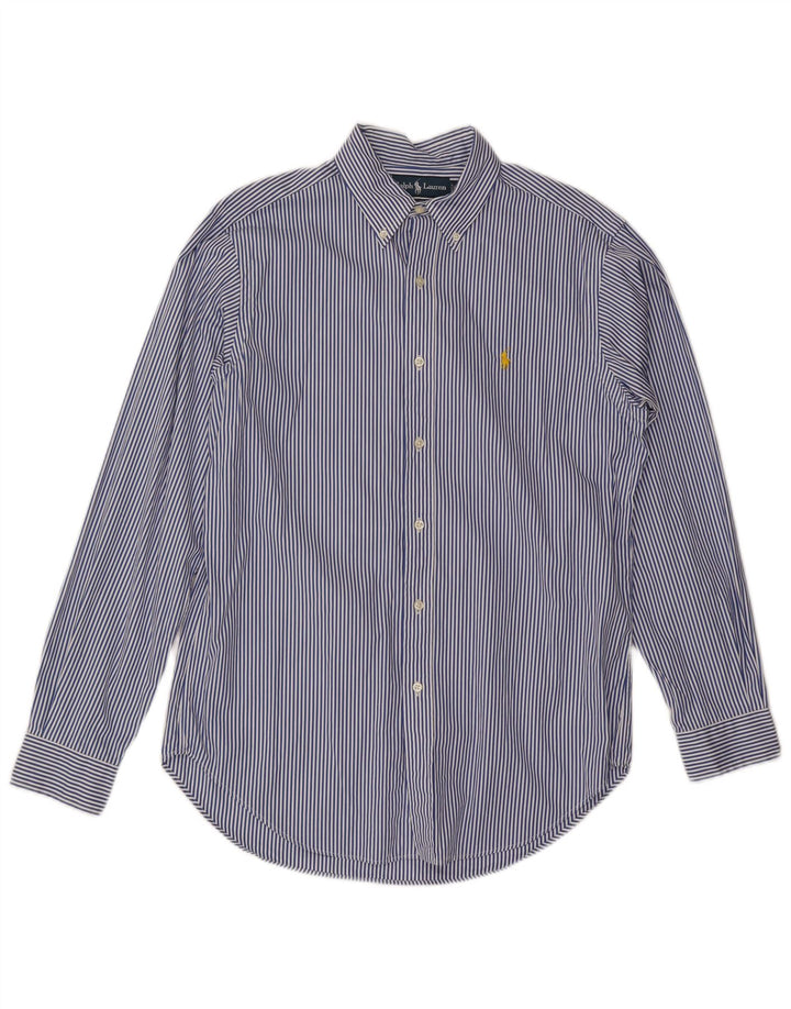 Ralph Lauren Herren-Hemd mit klassischer Passform, mittelblau, Nadelstreifen
