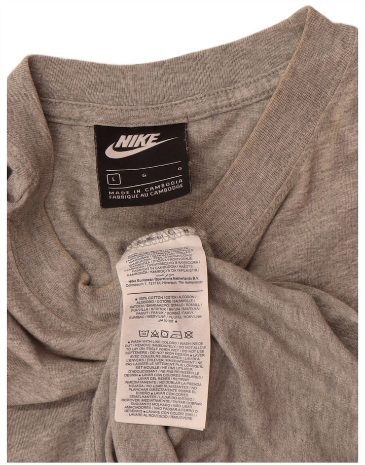 Nike Herren T-Shirt Top Large Grau Baumwolle