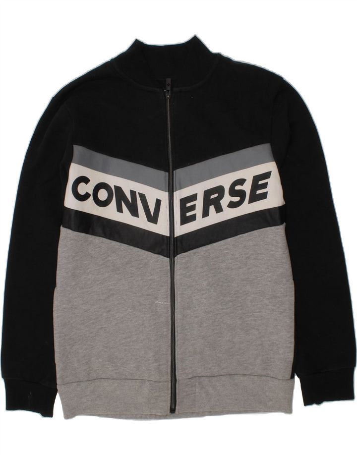 CONVERSE Boys Tracksuit Top Jacket 13-14 Years XL Black Colourblock Vintage Converse and Second-Hand Converse from Messina Hembry 