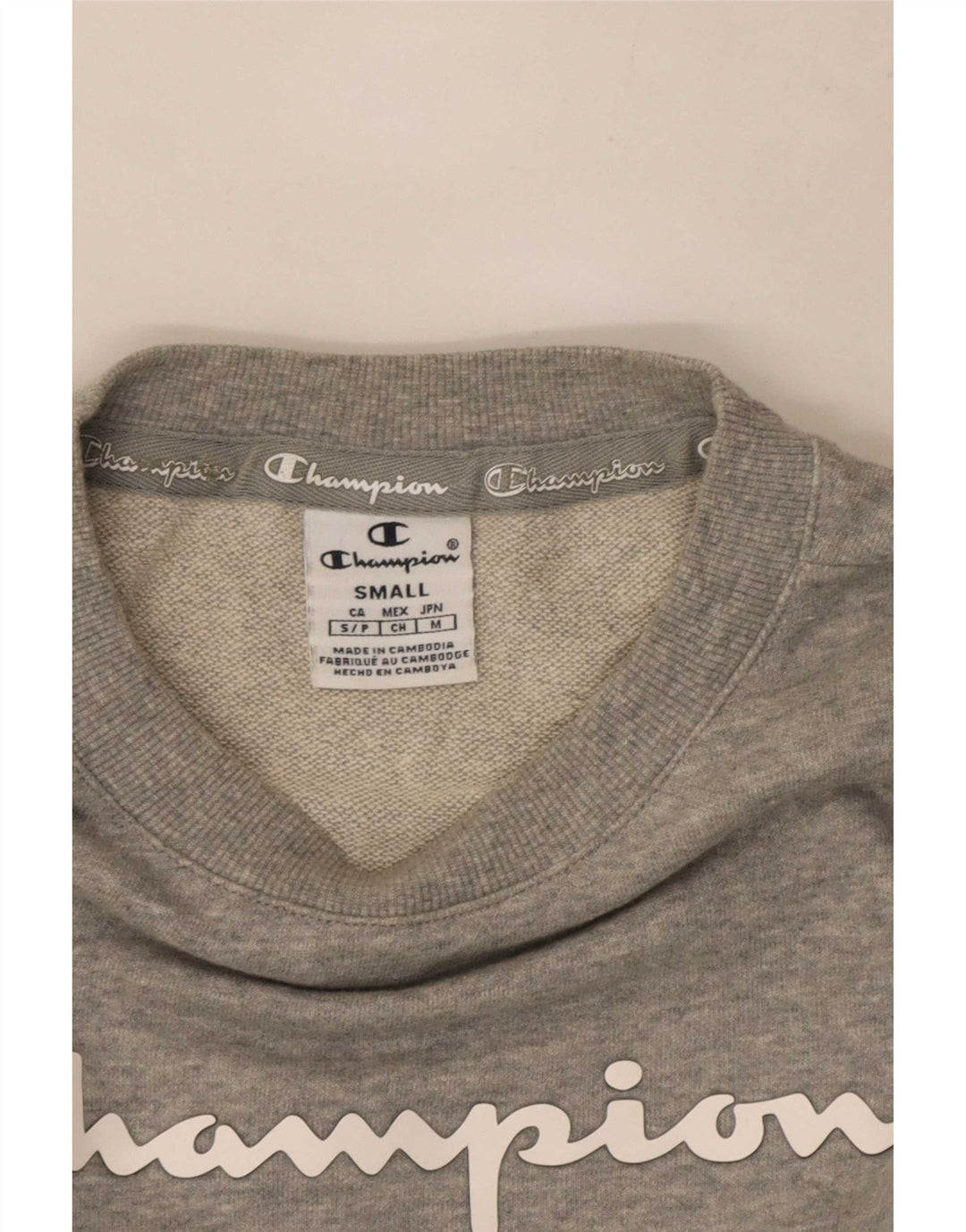 Champion Damen Grafik-Sweatshirt-Pullover UK 10 Small Grau