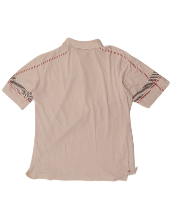 Sergio Tacchini Mens Polo Shirt Large White Striped Cotton