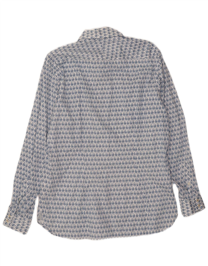 Ted Baker Herrenhemd, Größe 16, groß, blau, geblümt, Baumwolle