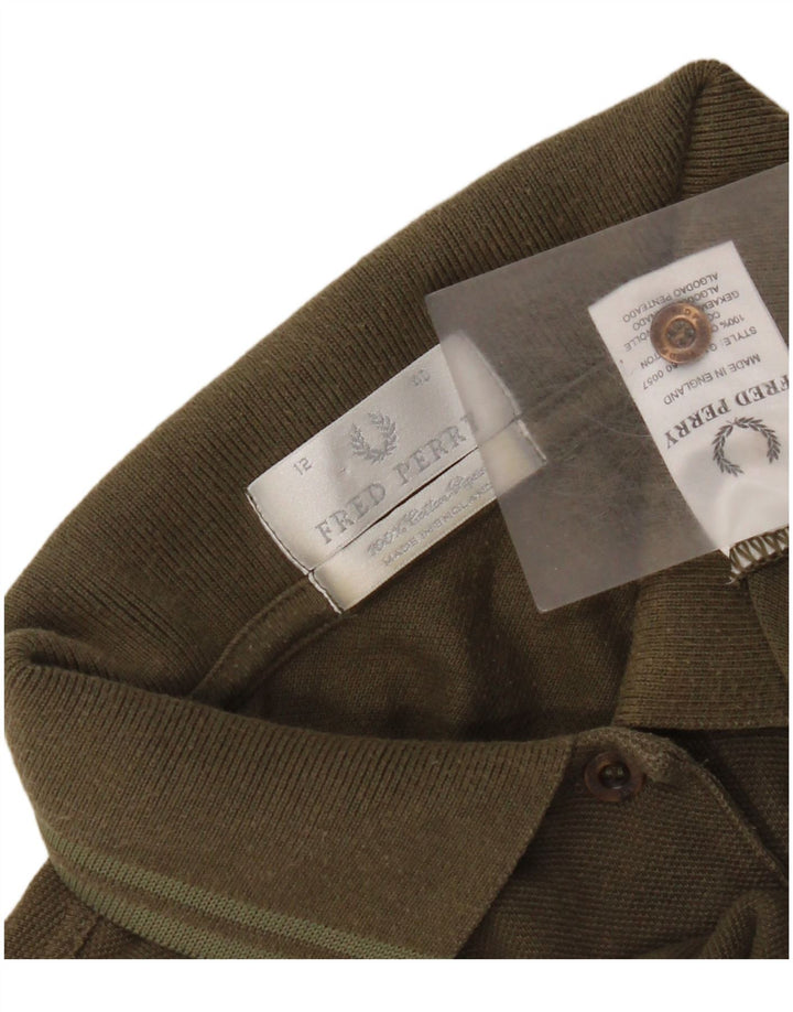 Fred Perry Damen Poloshirt UK 12 Medium Khaki Baumwolle