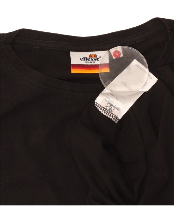 ELLESSE Womens Heritage Oversized Graphic T-Shirt Top UK 10 Small Black