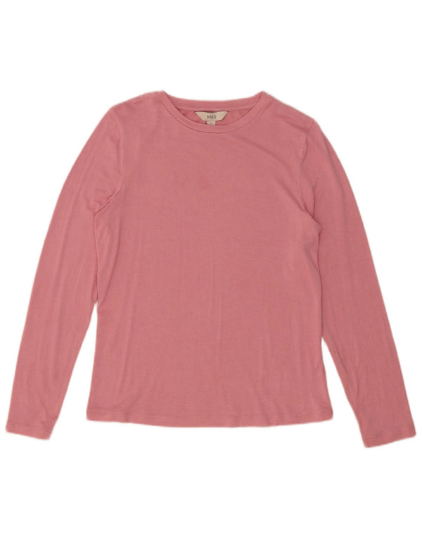Marks & Spencer Damen Top Langarm UK 12 Mittelrosa Viskose