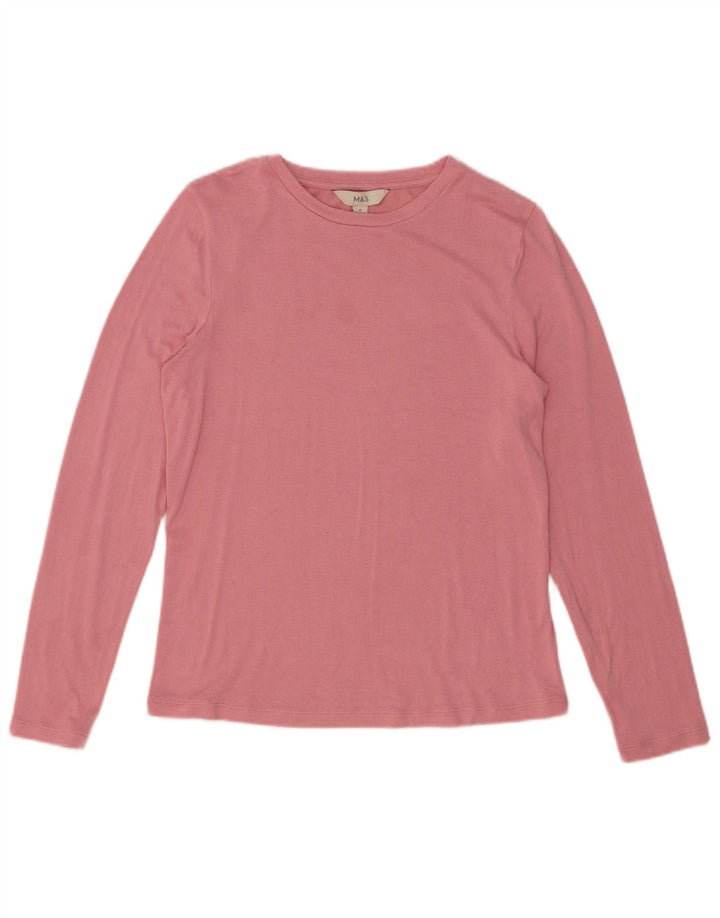 Marks & Spencer Damen Top Langarm UK 12 Mittelrosa Viskose