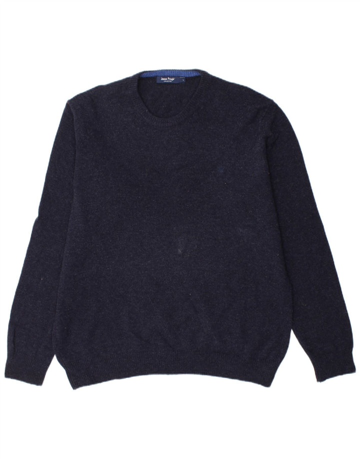 JAMES PRINGLE Herren-Pullover mit Rundhalsausschnitt, groß, marineblaue Wolle