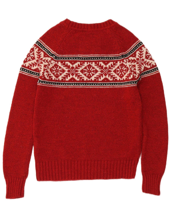 Superdry Damen-Pullover mit U-Boot-Ausschnitt, Gr. 10, Small, Rot, Fair-Isle-Acryl