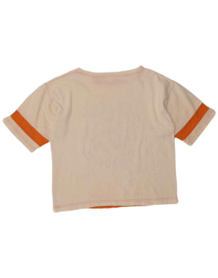 VINTAGE Damen Malibu Grafik T-Shirt Top UK 14 Medium Off White