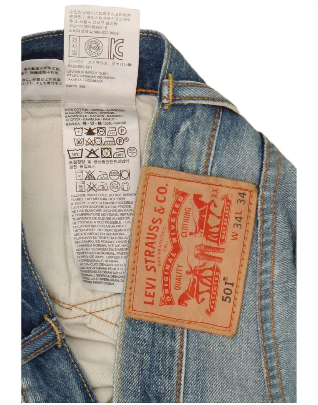 Levi's Herren 501 Straight Jeans W34 L28 Blaue Baumwolle