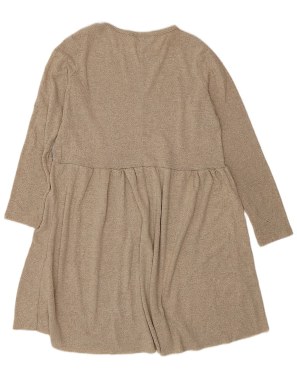 Zara Damen Pulloverkleid UK 10 Small Beige Polyester