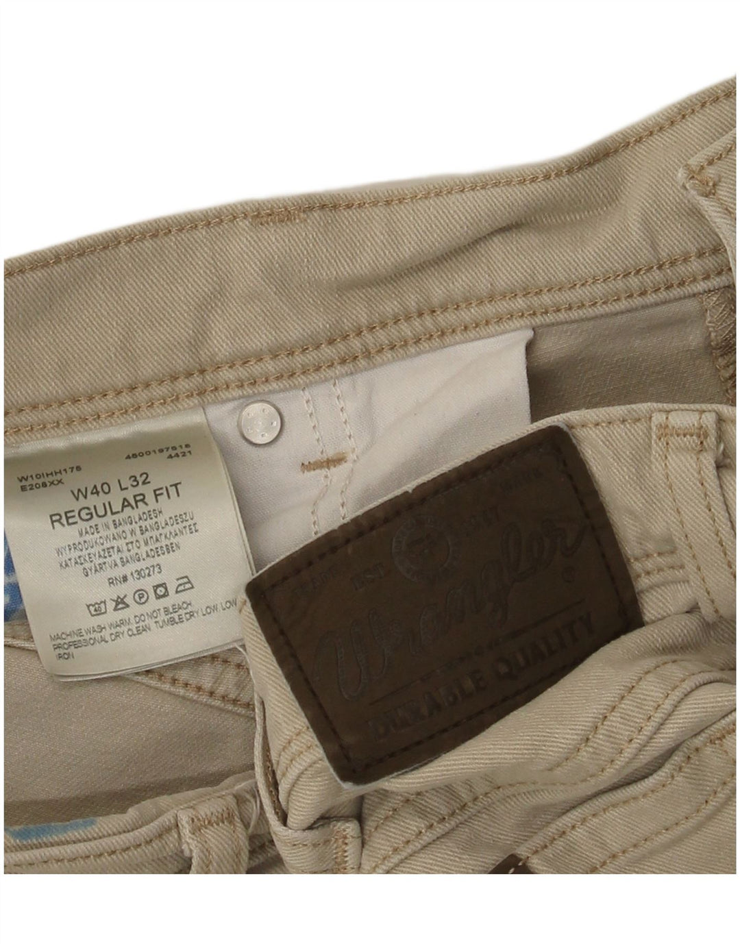 Wrangler Herren Regular Fit Straight Jeans W40 L32 Beige Baumwolle