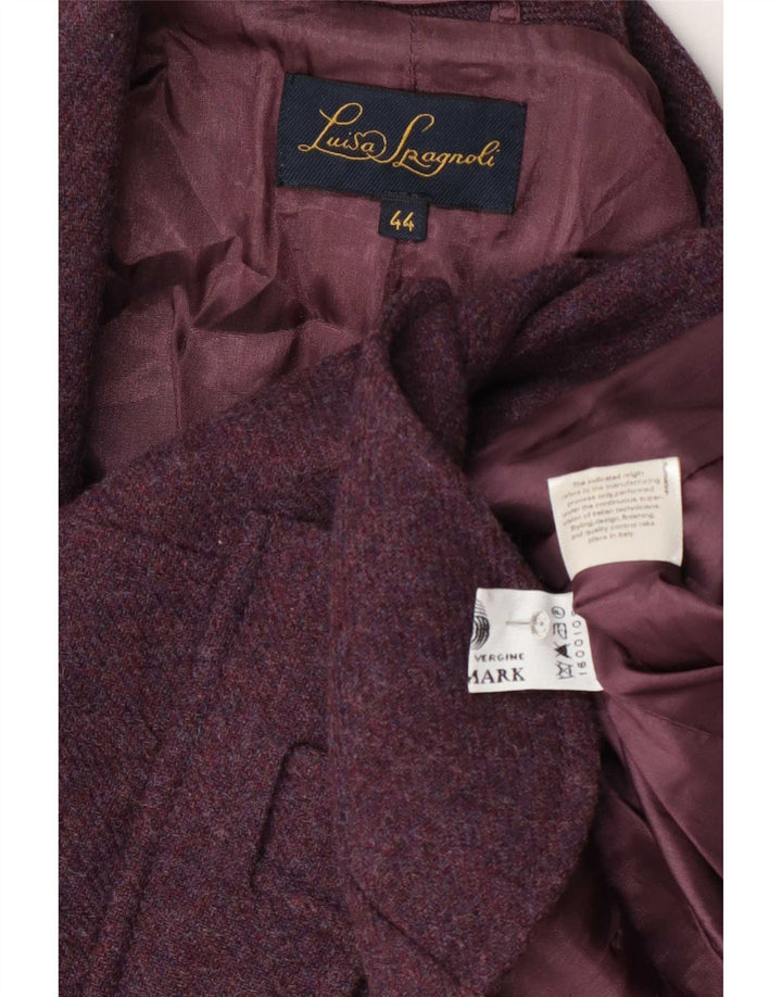 Luisa Spagnoli Damen 4-Knopf-Blazerjacke IT 44 mittlere burgunderrote Wolle