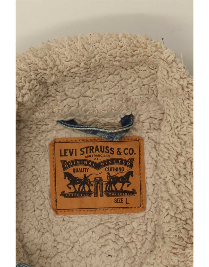 Levi's Herren Sherpa Jeansjacke UK 40 Large Blau Baumwolle