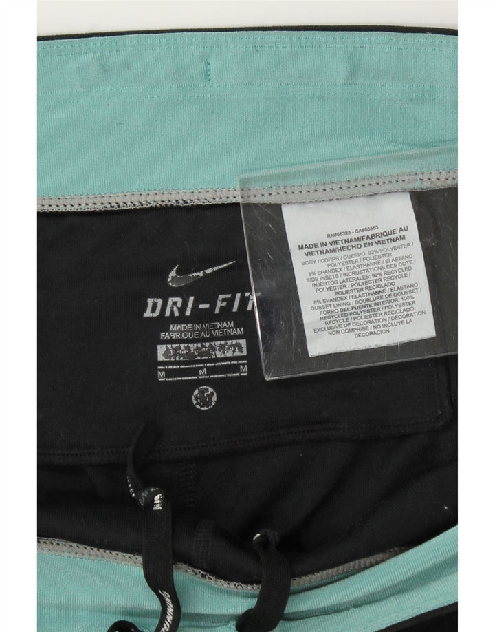 NIKE Womens Dri Fit Capri Leggings UK 14 Medium Black Colourblock Vintage Nike and Second-Hand Nike from Messina Hembry 