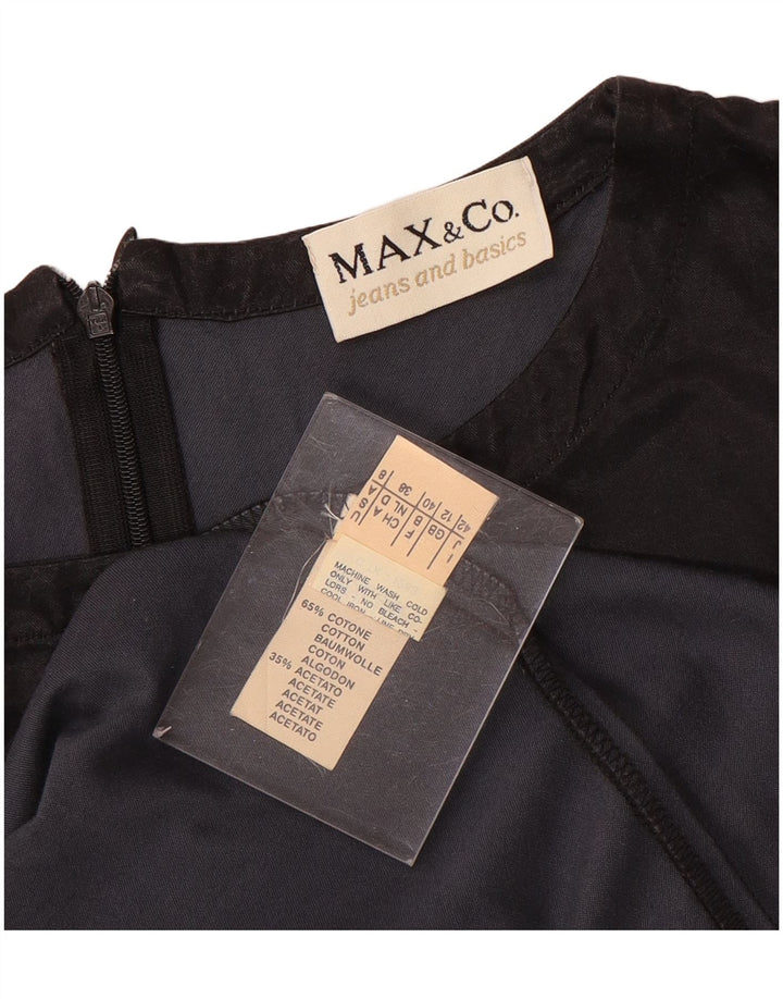 Max & Co. Damen Ärmelloses Etuikleid UK 12 Mittelschwarze Baumwolle
