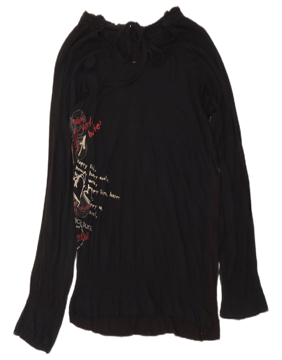 Desigual Damen Grafik-Tunika-Top, kleiner schwarzer Schmetterling