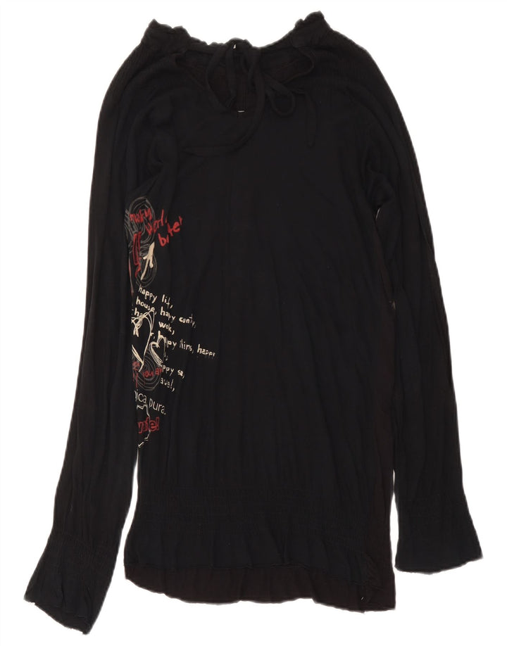 Desigual Damen Grafik-Tunika-Top, kleiner schwarzer Schmetterling