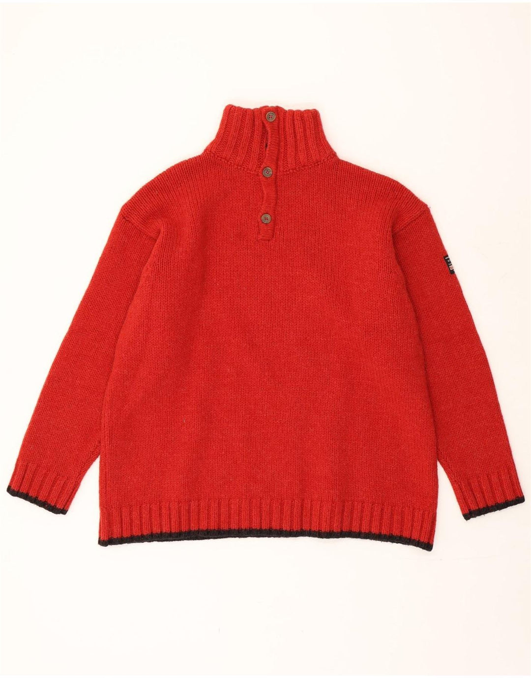 Marlboro Classics Herren-Pullover mit Reißverschluss am Hals, XL, rote Wolle im Farbblockdesign
