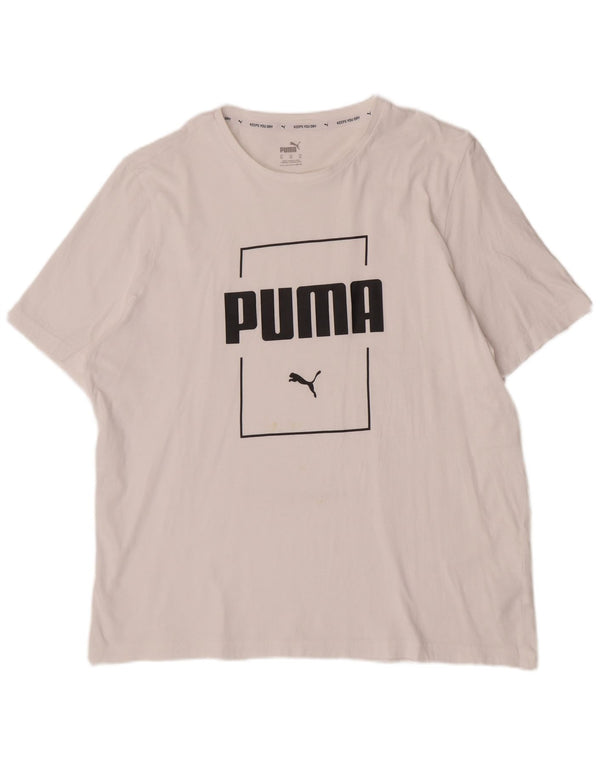 Puma Herren Grafik T-Shirt Top XL Weiß Baumwolle