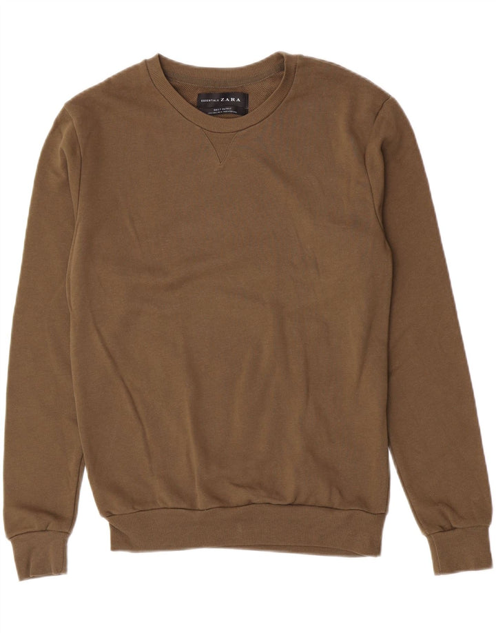 Zara Herren-Sweatshirt-Pullover, kleine braune Baumwolle