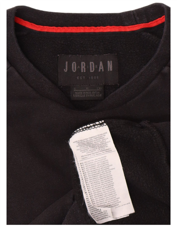 JORDAN Mens Sweatshirt Jumper Small Black Cotton