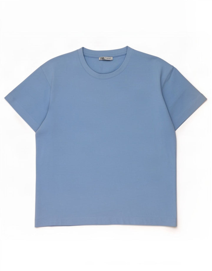 Zara Herren T-Shirt Top Small Blau Baumwolle