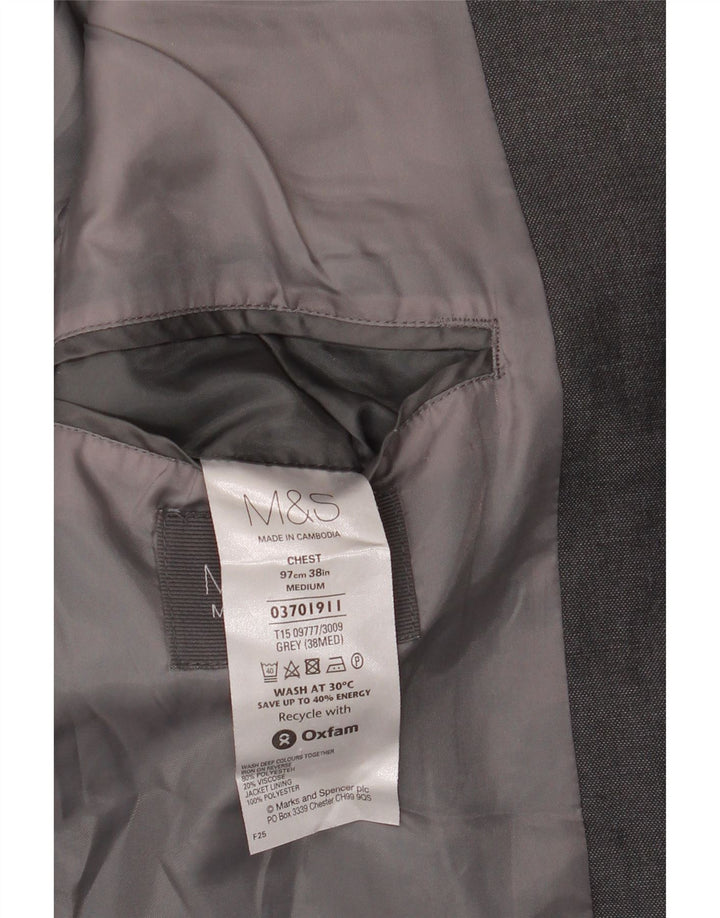 Marks & Spencer Herren-Blazer mit 2 Knöpfen, UK 38, Mittelgrau, Polyester