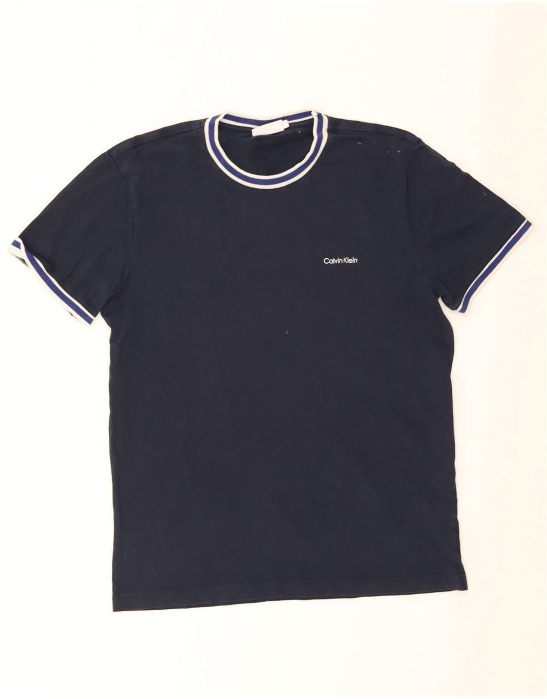 Calvin Klein Herren T-Shirt Top Large Marineblau gestreift