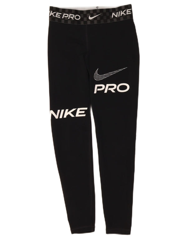 Nike Damen Dri Fit Graphic Crop Leggings UK 8 Small Schwarz