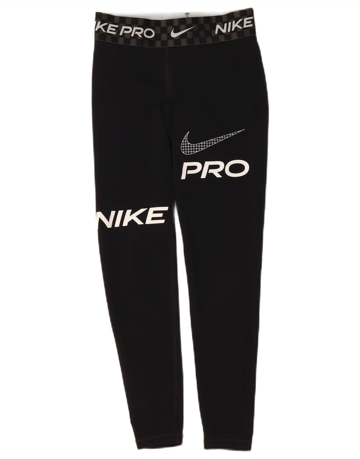 Nike Damen Dri Fit Graphic Crop Leggings UK 8 Small Schwarz