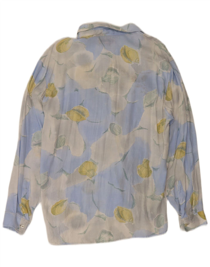 Vintage Herrenhemd Große blaue Viskose mit Blumenmuster