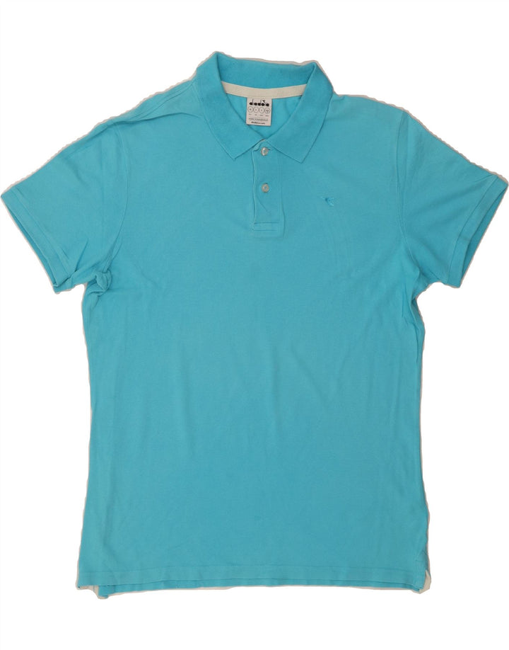 DIADORA Mens Polo Shirt Large Blue Cotton Vintage Diadora and Second-Hand Diadora from Messina Hembry 
