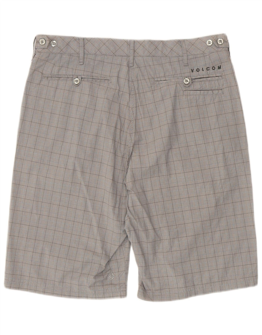 Volcom Herren Chinoshorts W34 Große grau karierte Baumwolle