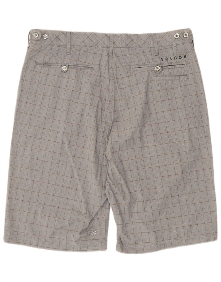 Volcom Herren Chinoshorts W34 Große grau karierte Baumwolle