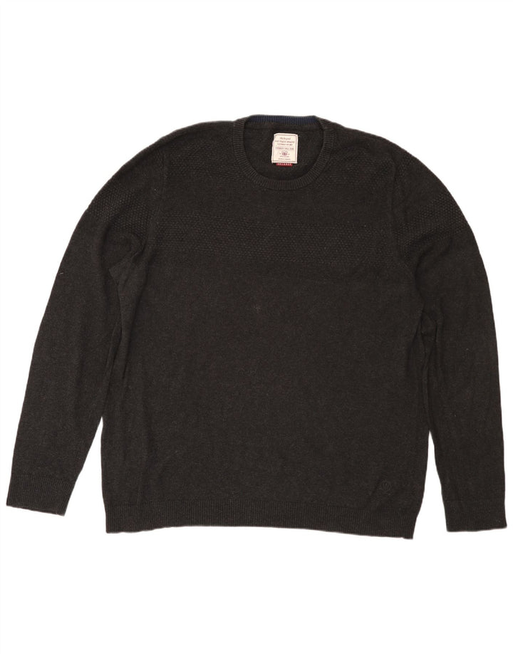 Fat Face Herren-Pullover mit Rundhalsausschnitt, 2XL, graue Baumwolle